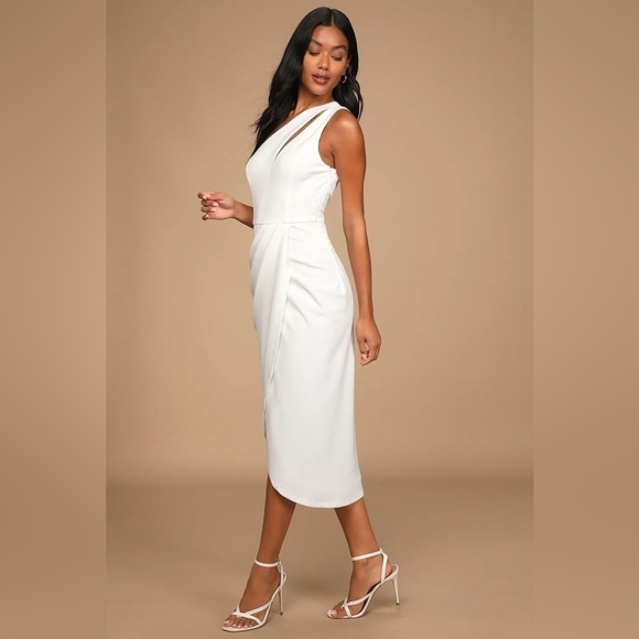 LULU’S So Flirty White One Shoulder Cutout Asymmetrical Dress - Picture 2 of 3